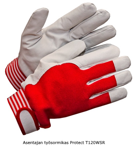 Työsormikkaat fleecevuorilla tarraranneke