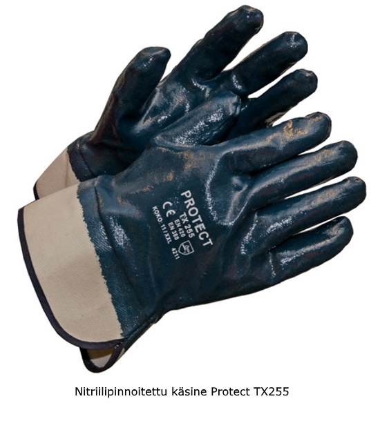 Nitriilipinnoitettu puuvillasormikas