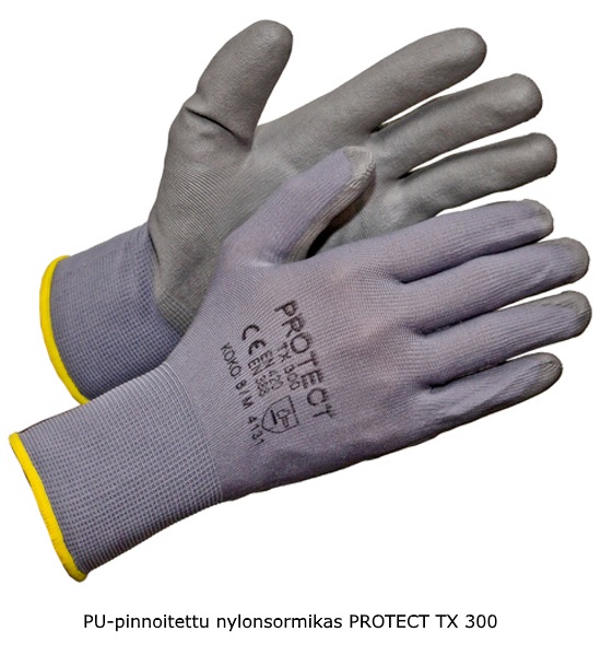 PU-pinnoitettu nylonsormikas