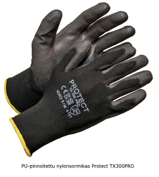 PU-pinnoitettu nylonsormikas