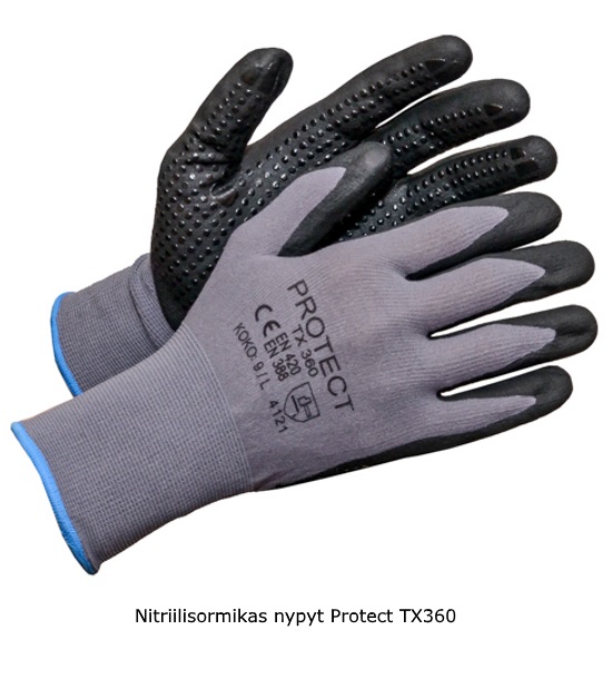 Näppyläsormikas vaahdotettu nitriilipinnoite